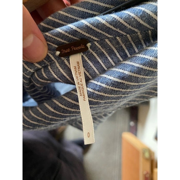 Free People Striped Blue Women's One Sleeve Off The Shoulder Blouse. - Picture 3 of 4